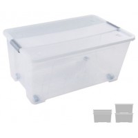 CAJA DE ALMACENAJE CON TAPA Y RUEDAS 61 LITROS 40X68X31CM PP TRANSPARENTE ARCHIVO 2000 CP1482061 CS TP (Espera 4 dias)